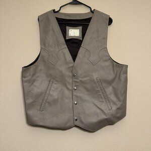Vintage Lopez Camacho Leather Western Style Grey Vest  Size: XL
